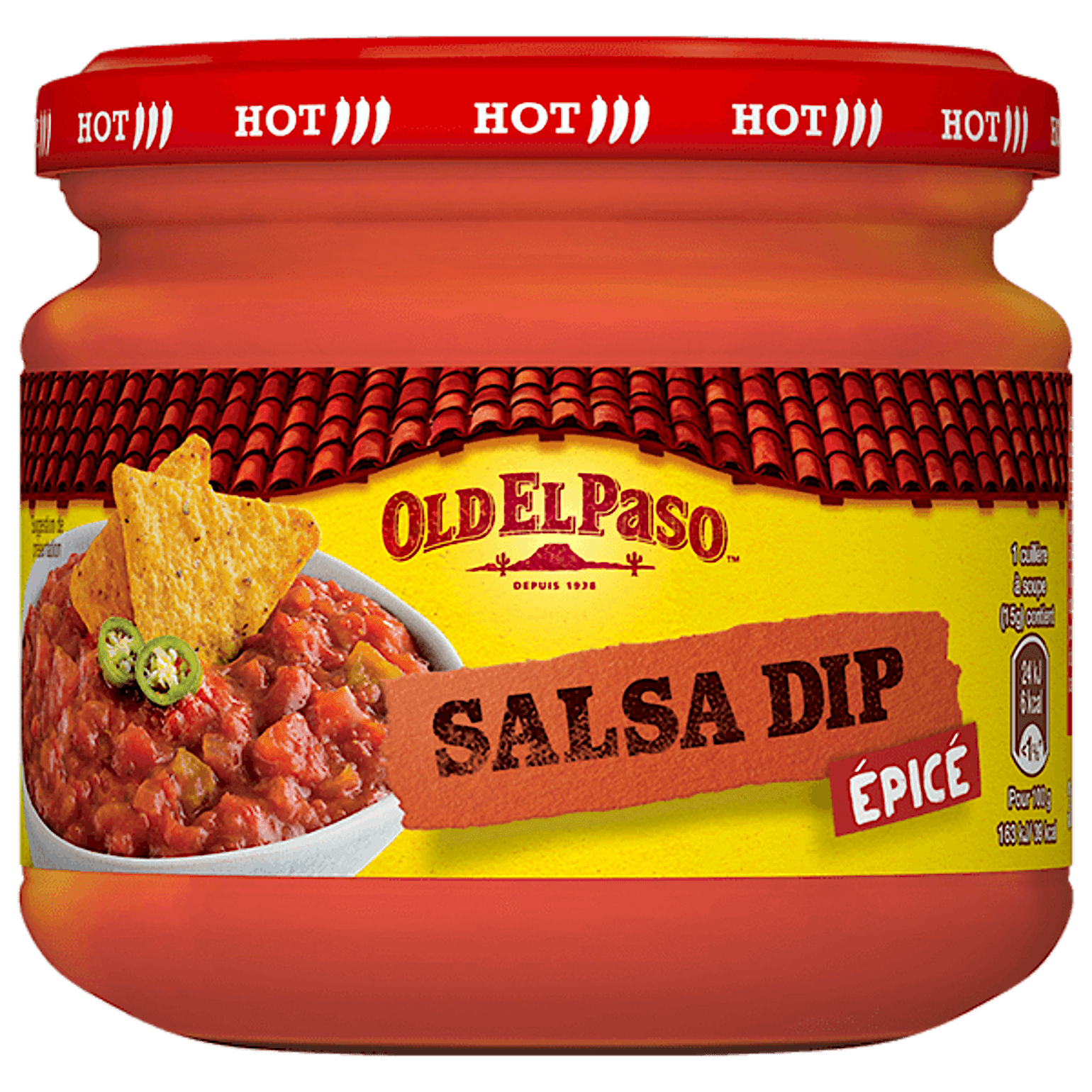 pot en verre de Old El Paso Salsa Dip Epicée 312g
